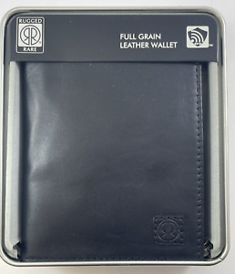 Black Rugged Rare Full Grain Cowhide Leather Handmade Bifold Wallet w Metal box