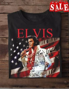 Camiseta Elvis Presley Signature America Flag Talla Completa S-5XL TMB5364 - Imagen 1 de 2