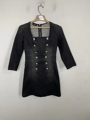 Vestido Feminino Bebe 4 Preto Denim Y2K Gótico Punk Alt Grunge Whimsigoth Cyber - Imagem 1 de 4