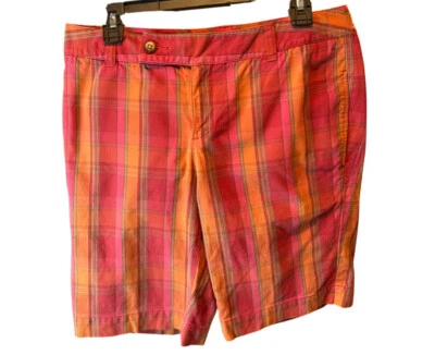 Bermudas a cuadros Eddie Bauer para mujer talla 6 rosa rojo verde mezcla de algodón Foto 1 de 4