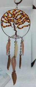 E091 Baum des Lebens in 5"" Ring mit Blättern auf 8 1/2"" Kette - Bild 1 von 3