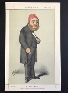 Musurus Pasha diplomatic corps in London Vanity Fair print with text 1871 - Picture 1 of 3