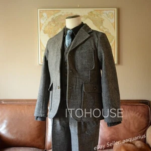 ITOHOUSE Peaky Blinders Series Charcoal Herringbone Shelby Suit - Picture 1 of 8