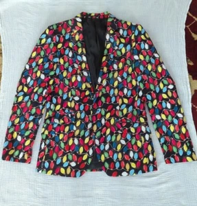 Christmas Blazer Suslo Couture Slim Fit Mens Size M40 String Lights Ugly Party - Picture 1 of 9