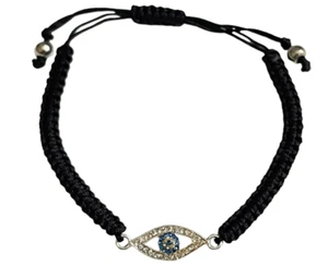 Bracciale Hamsa Malocchio Hamsa Bracciale Corde Nero Regolabile Zerconia Cubica - Foto 1 di 3