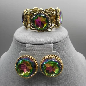 Pendientes Pulsera Sandía Schiaparelli Vintage Tono Dorado Clip Ons 7 pulgadas - Imagen 1 de 23