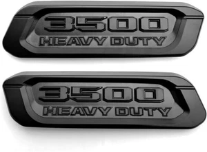 Pair 3500 Heavy Duty Emblems Left Right Side Fender 3D Badges Hood Black Matte - Picture 1 of 4