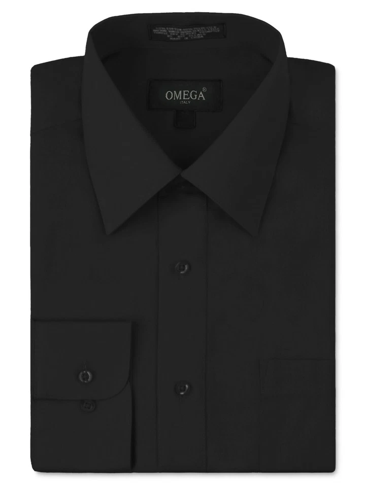 Camisa de vestir Omega Italia de diseñador premium manga larga calce regular liso para hombre Foto 1 de 2
