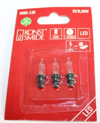 Ersatzbirnen 3 Stück 3 V  0,06 W  LED  für Lichterkette Neu OVP   5060-130 - Bild 1 von 2