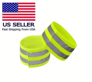 2pc Reflective Safety Arm Wrist Ankle Knee Band Strip High Visibility Delivery - Picture 1 of 15