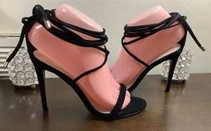 Sandalias de tacón alto Aldo negras de gamuza Aselinia envolventes al tobillo para mujer talla 6,5 RTP $95 - Imagen 1 de 24