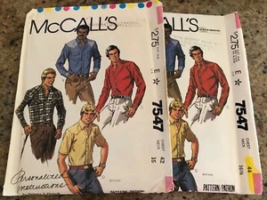 🦋 1981 McCALL'S #7547 - CAMISA HOMBRE MANGA LARGA Y CORTA PATRÓN 42"/44"/46" FF - Imagen 1 de 3