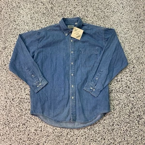 St Johns Bay Camicia Denim Uomo L Vintage Indaco Workwear Nuova Biker Harley Nuova con etichette - Foto 1 di 5
