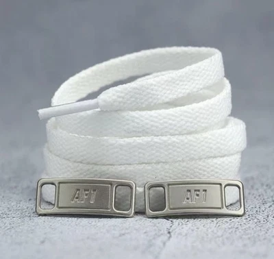 White Shoe Laces / Air Force 1 Laces With Metal Tags / Nike / AF1 Laces / Unisex - Image 1 of 4