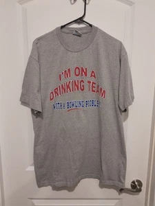 VTG 90's Novelty T Shirt I'm On a Drinking Team With A Bowling Problem XL USA - Picture 1 of 6