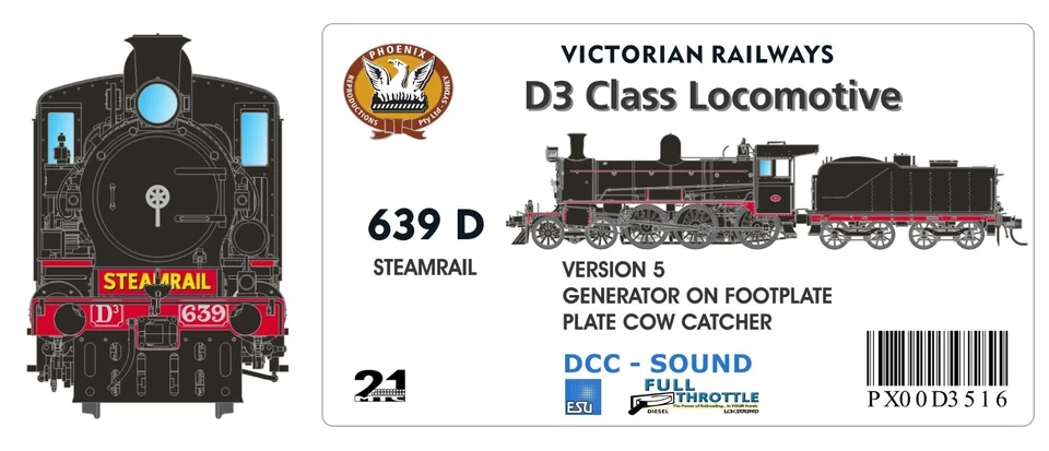 SDS Models VR D3 Steam Locomotive #639 (D) - DCC/Sound, STEAMRAIL - image 1 of 1