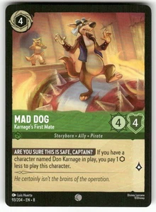 Mad Dog - Primer Mate de Karnage 93/204 casi nuevo Reign of Jafar Lorcana - Imagen 1 de 2
