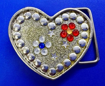 Hebilla de cinturón en forma de corazón tachonado con flores estrás estrellas damas niñas Foto 1 de 4