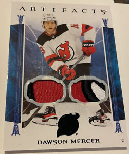 Dawson Mercer New Jersey Devils 22-23 UD Artifacts 54 BLACK Dual Patch 3/5 RARE