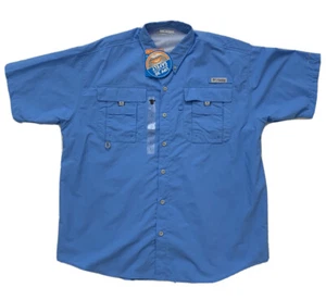 Mens Columbia PFG bahama Omni Shade UPF 30 Size L In Bright Blue - Picture 1 of 6