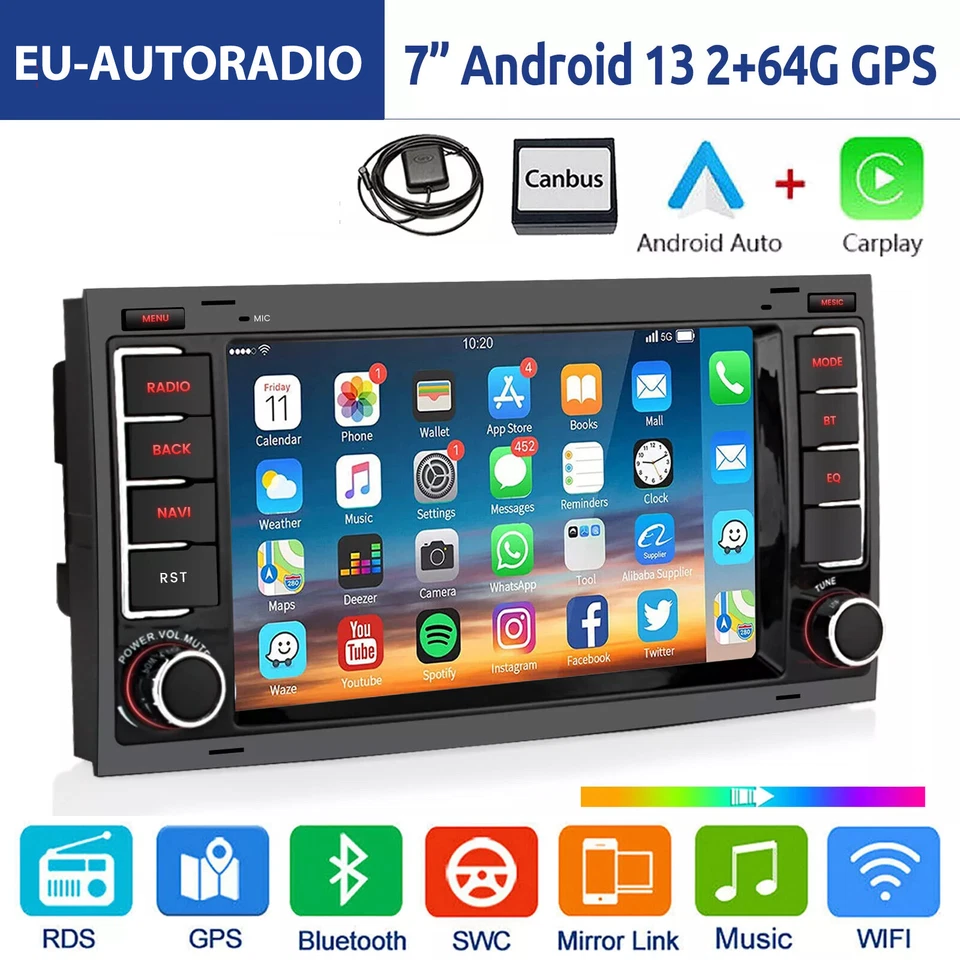 2+64 GB per VW Touareg 7L 2002-2009 autoradio navigatore GPS SWC Android RDS BT