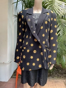 Vtg 80s Dorothy Schoelen Platinum black box jacket S - Picture 1 of 11