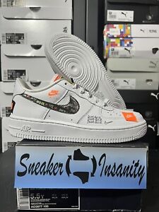 Nike Air Force 1 Low Just Do It Pack 2018 White Grade School Size 5.5Y Brand New