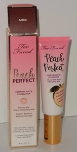 New Too Faced Peach Perfect Comfort Matte Foundation Medium Coverage Sable - Picture 1 of 9