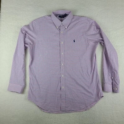 Ralph Lauren Performance 正装衬衫男式 XL 紫色蓝色格子格子纽扣 — 第 1/4 张图片
