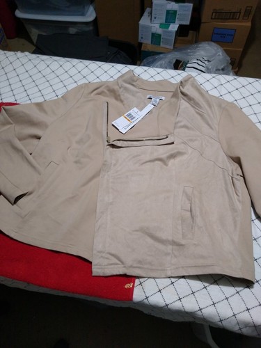 VETEMENTS Giacca anteriore nuova con etichette Modamix nuova con etichette in pelle scamosciata con cerniera elasticizzata taglie forti 24 W