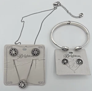 Brighton "FERRARA" Silber Halskette 2 Paar Ohrringe Manschette Armband Neu & Neu ohne Etikett - Bild 1 von 5