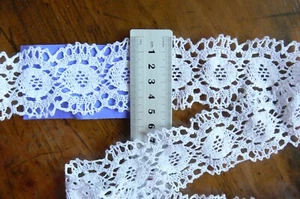 Cluny Cotton Lace WHITE - 45-50mm wide 5 Metre Lengths INSERT - Sunrise CLUNY - Picture 1 of 3