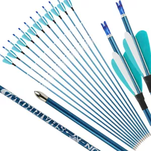 31" Pure Carbon Arrow SP400-1000 ID4.2mm Turkey Feather RecurveBow Shooting Hunt - Picture 1 of 23