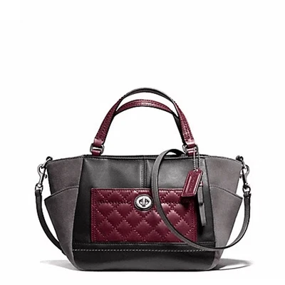 NEW Coach Park Mini Leather Suede Tote Satchel Color Block Quilted F49865 xbody - Image 1 of 4