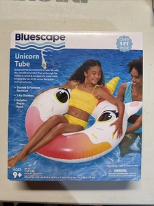Bluescape Inflatable Unicorn Tube Pool Float - Up to 220lbs NEW in Box 40" x 49" - Picture 1 of 9