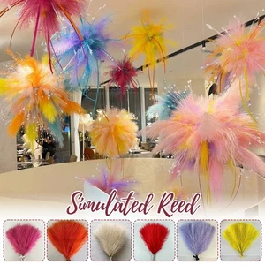 Simulated Colorful Reeds Feathers Landscaping Home Wedding Party Decor Supplies - Picture 1 of 16