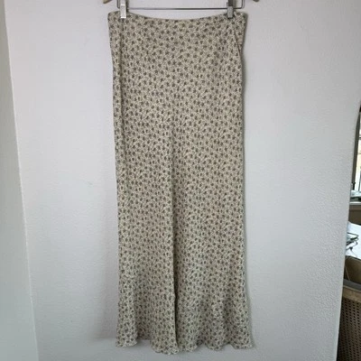 Falda Midi Sundance Crema Negra Floral Seda Talla 10 Nueva Foto 1 de 4