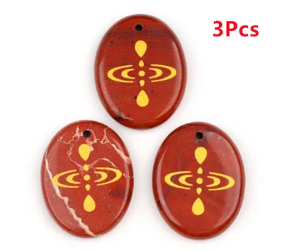 Colgante ovalado piedra palma grabada mindfulness jaspe rojo 45x35x8 mm 3 piezas ETY102 Foto 1 de 4