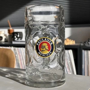 Paulaner München 1 Liter Grübchen Deutsch München Bierstein Glaskrug Oktoberfest - Bild 1 von 5
