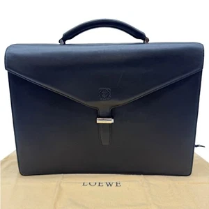 Authentic LOEWE Anagram Hand Bag Briefcase Black Leather #36635729 - Picture 1 of 12