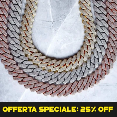 Collana Uomo a catena Cubana, Collana Diamantata all'ultima moda, Ice Trap - Immagine 1 di 4