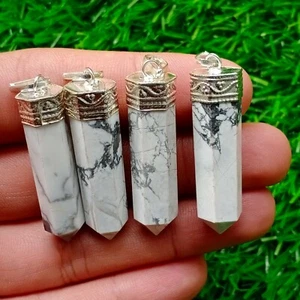 Natural Howlite Pendant Pencil 20X10 To 40X15mm Approx Gemstone Howlite Rough - Picture 1 of 10