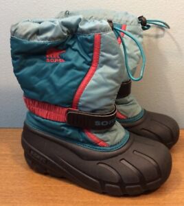 Sorel Flurry Blue Pink Womens/Big Girls Winter Snow Boots Size 3 U.S. Liner
