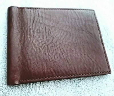 NWOT Men's Leather Wallet, Pierre Cardin, Slim, Dark Brown, Excellent, W/Clip - Image 1 of 4