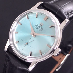 RELOJ OMEGA TURLER VINTAGE PEQUEÑO SEGUNDO AUTOMÁTICO ESFERA AZUL CIELO VESTIDO PARA HOMBRE - Imagen 1 de 10