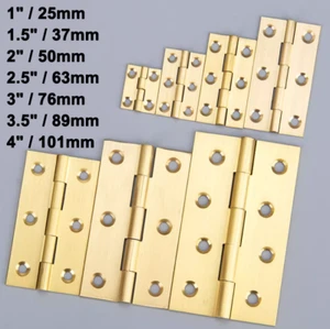 Solid Brass Butt Hinge Choose Small-Large Door Cabinet Cupboard Hinges 1"~4" - Picture 1 of 14