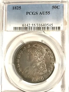 1825 50C Capped Bust Half Dollar AU55 PCGS Certified - Picture 1 of 2