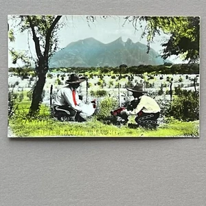 VTG 30s RPPC HAND-COLORED PHOTO Monterrey NL MEXICO 74 VISTA TIPICA Cockfighting - Picture 1 of 4