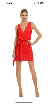 Vestido Jersey Alto Hippie Profundo en V con Cinturón Automático Vestido de Club de Cóctel $445 Talla S Foto 1 de 4