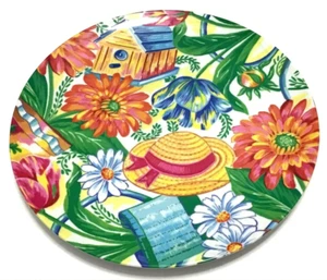 Melamine Set 4 Dinner Plates Flower Bright Plastic 9.5" Picnic Camping RV - Picture 1 of 5